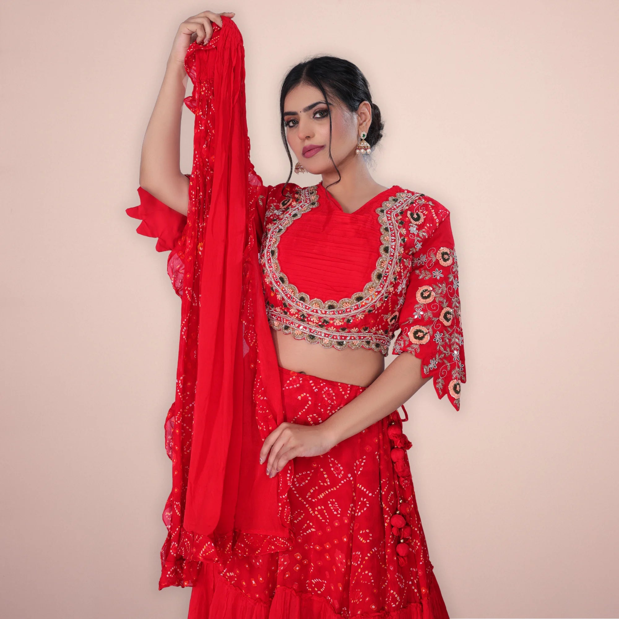 red-embroidered-organza-lehenga-choli-set